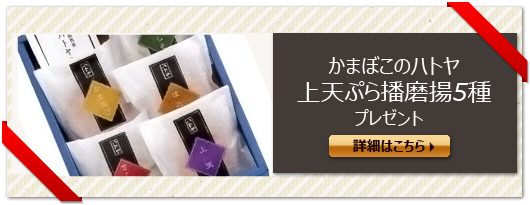 かまぼこのハトヤプレゼント企画　上天ぷら播磨揚5種を抽選で1名様にプレゼント