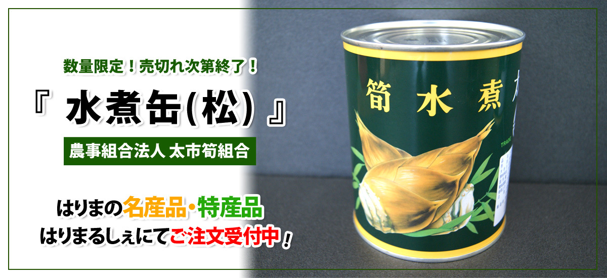 数量限定！売切れ次第終了！農事組合法人 大地筍組合「水煮缶（松）」はりまるしぇにてご注文受付中！