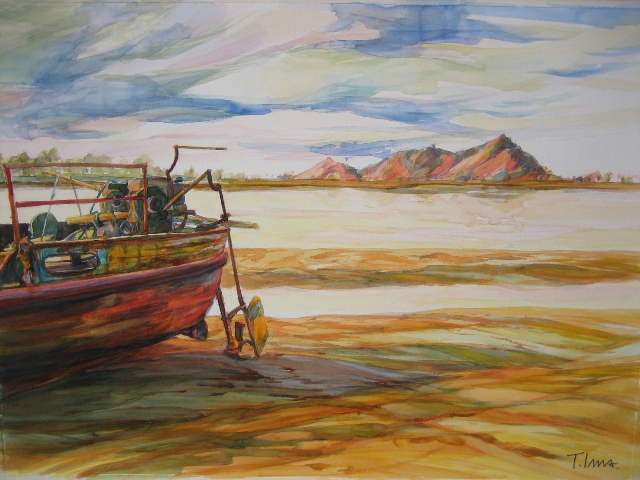 黄河と廃船