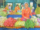 トルファンバザールの野菜売り