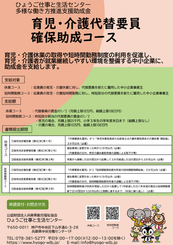 多様な働き方推進支援助成金 育児・介護代替要員確保助成コース