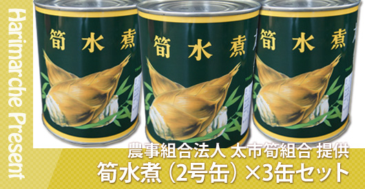 はりまるしぇプレゼント企画　農事組合法人 太市筍組合 提供「筍水煮（2号缶）×3缶セット」プレゼント